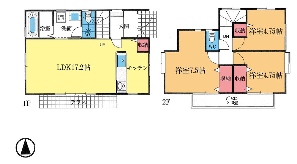Floor plan. 17.8 million yen, 3LDK, Land area 100.05 sq m , Building area 80 sq m floor plan