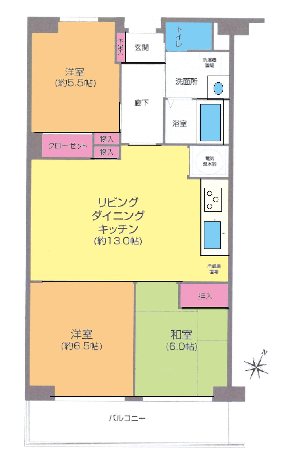 Floor plan. 3LDK, Price 10.8 million yen, Occupied area 71.61 sq m , Balcony area 8.4 sq m floor plan