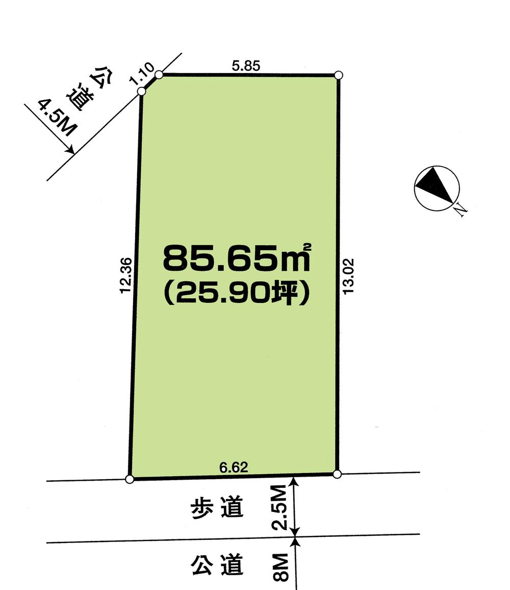 Compartment figure. Land price 9.8 million yen, Land area 85.65 sq m compartment view