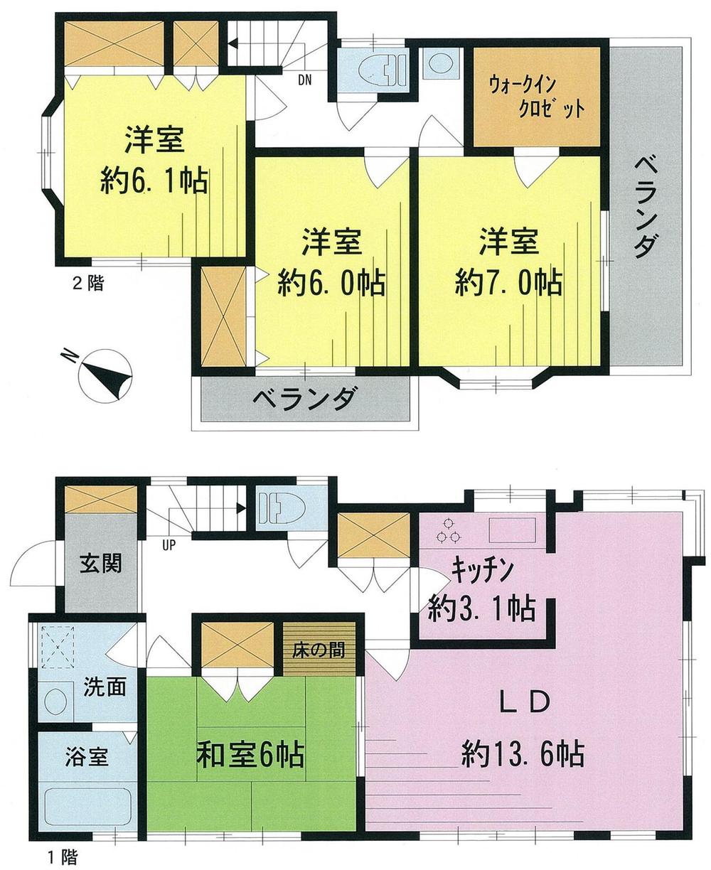 Floor plan. 21 million yen, 4LDK, Land area 152.68 sq m , Building area 108.47 sq m easy-to-use 4LDK type all rooms 6 quires more