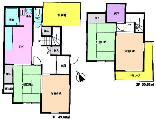Floor plan. 15.5 million yen, 4DK + S (storeroom), Land area 107.7 sq m , Building area 80.31 sq m floor plan