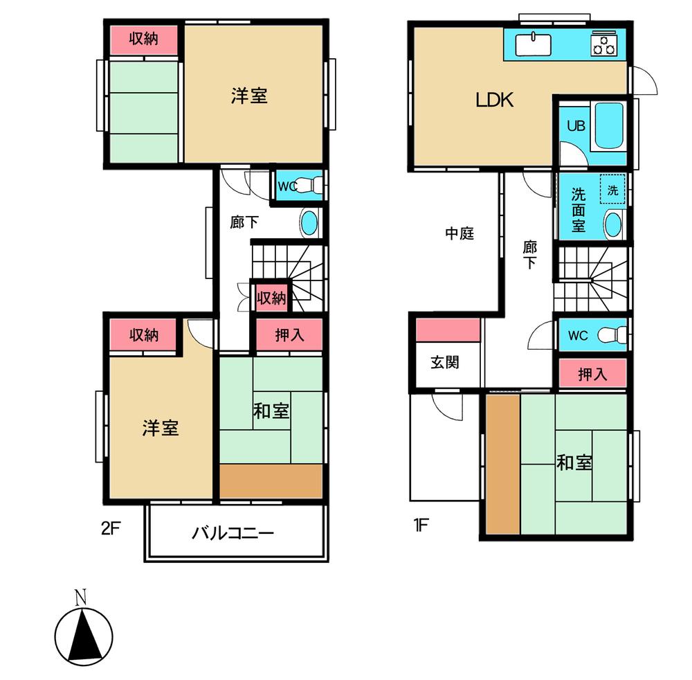 Floor plan. 15.8 million yen, 4LDK, Land area 132.24 sq m , Building area 109.04 sq m