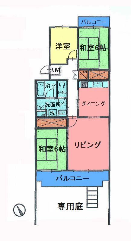 Floor plan. 3LDK, Price 10.8 million yen, Occupied area 74.95 sq m , Balcony area 11.79 sq m