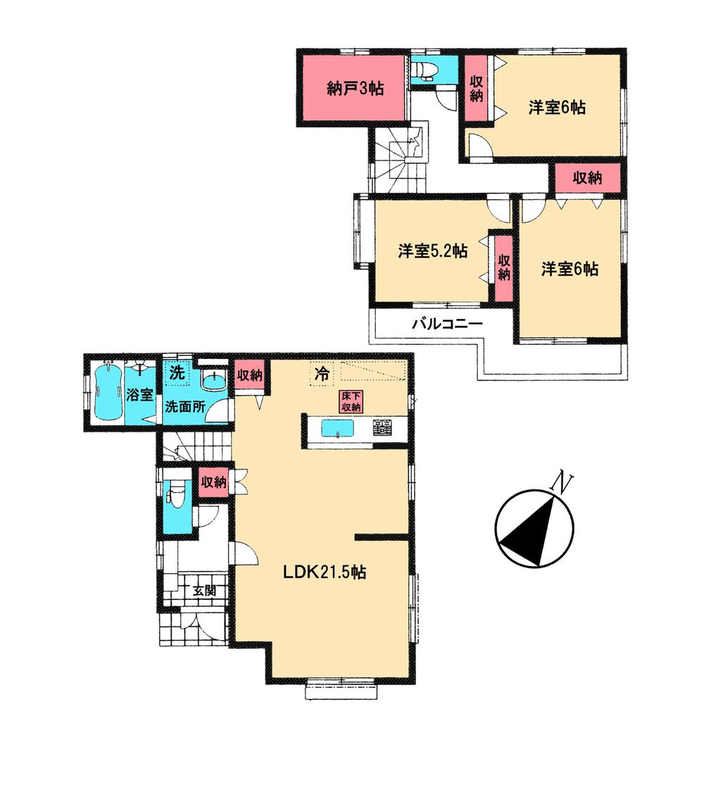 Floor plan. 27,800,000 yen, 3LDK + S (storeroom), Land area 94 sq m , Building area 97.71 sq m