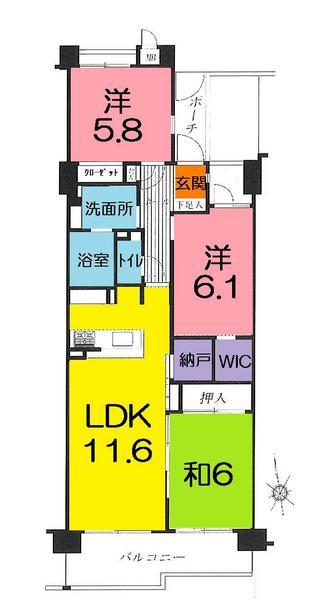 Floor plan. 3LDK + S (storeroom), Price 15.9 million yen, Footprint 71.3 sq m , Balcony area 10.7 sq m