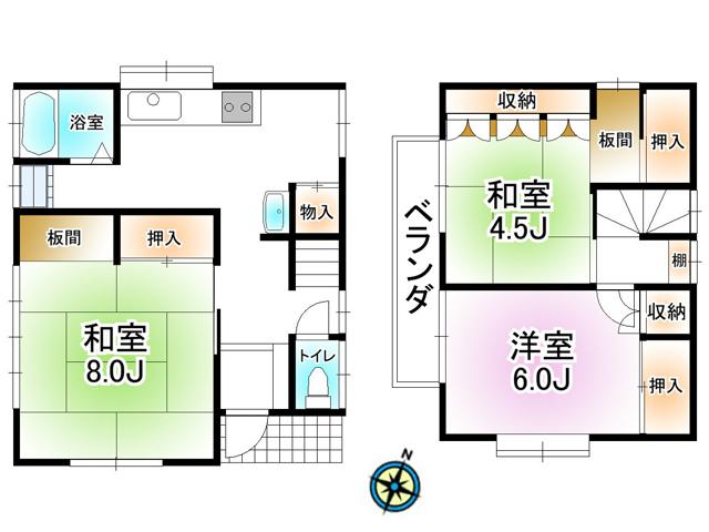 Floor plan. 6 million yen, 3K, Land area 67.44 sq m , Building area 67.27 sq m Kawagoe Oaza Terao Floor