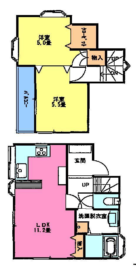 Floor plan. 14 million yen, 2LDK, Land area 70.34 sq m , Building area 56.18 sq m