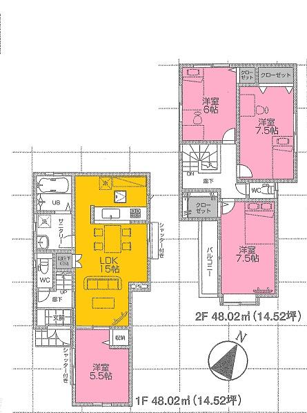 Floor plan. Price 26,800,000 yen, 4LDK, Land area 100 sq m , Building area 96.04 sq m