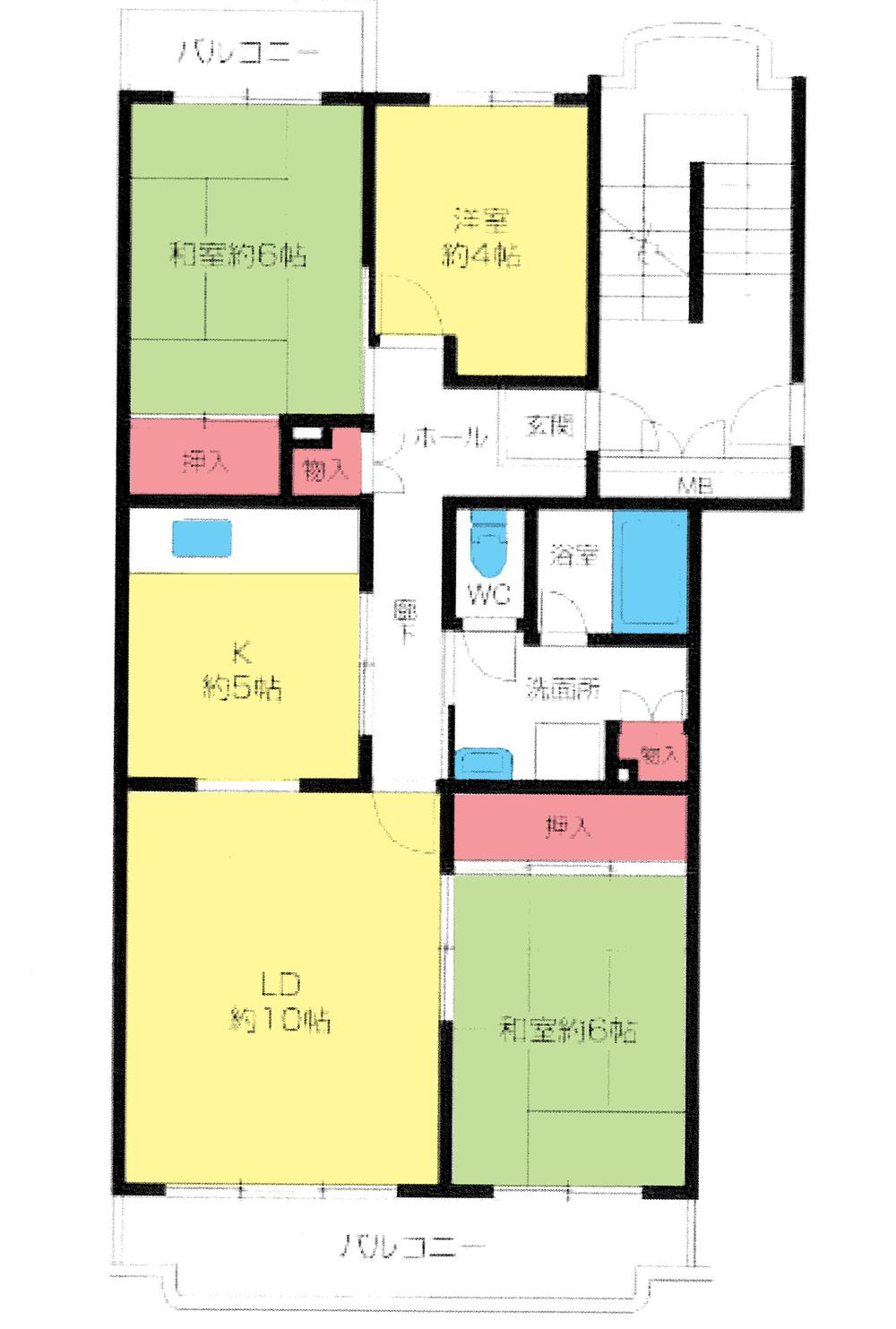 Floor plan. 3LDK, Price 8.9 million yen, Occupied area 74.95 sq m , Balcony area 11.79 sq m floor plan