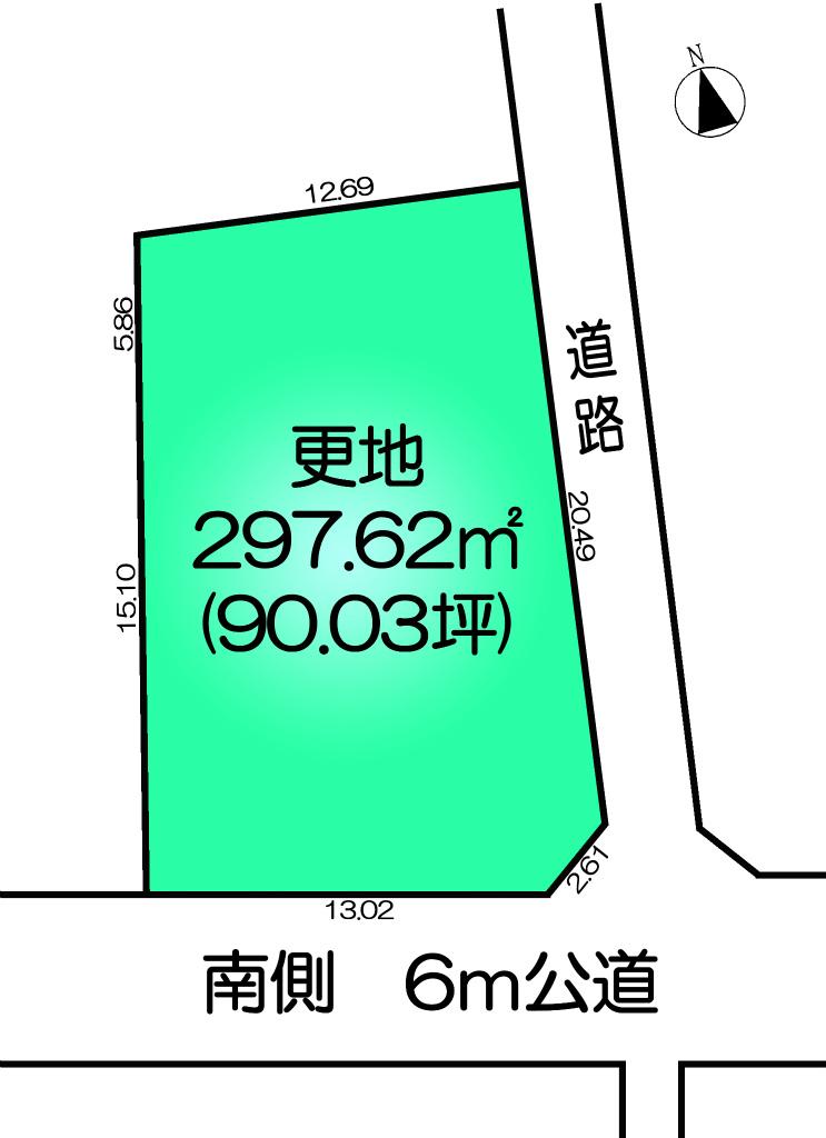 Compartment figure. Land price 13,050,000 yen, Land area 297.62 sq m corner lot, Good is per yang per south road ☆ 