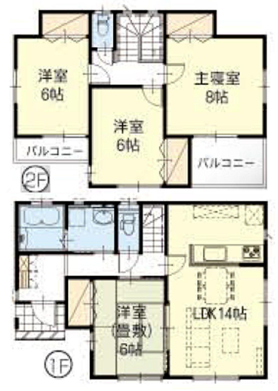 Floor plan. (Building 2), Price 21,400,000 yen, 4LDK, Land area 200.1 sq m , Building area 96.88 sq m