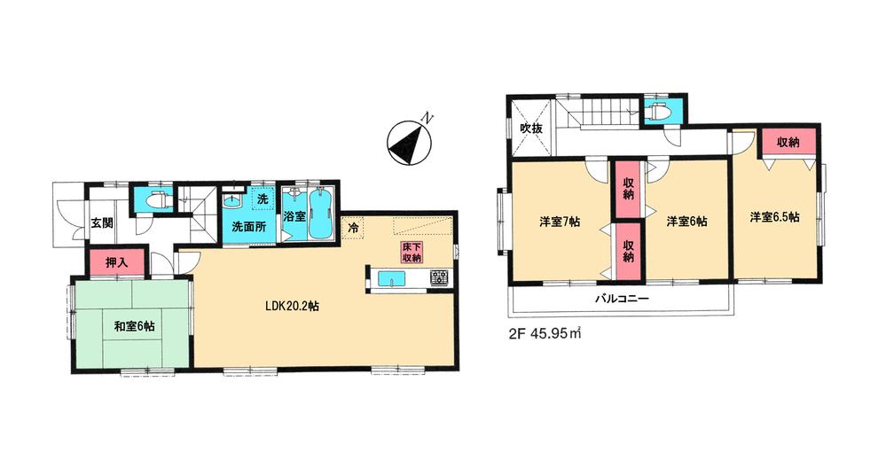 Floor plan. 21,800,000 yen, 4LDK, Land area 228.84 sq m , Building area 105.98 sq m