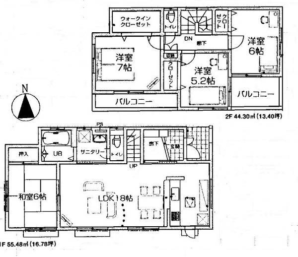 Floor plan. 23.8 million yen, 4LDK, Land area 172.77 sq m , Building area 99.78 sq m