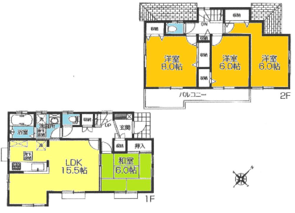 Floor plan. ((6) Building), Price 21.5 million yen, 4LDK, Land area 132.24 sq m , Building area 101.85 sq m