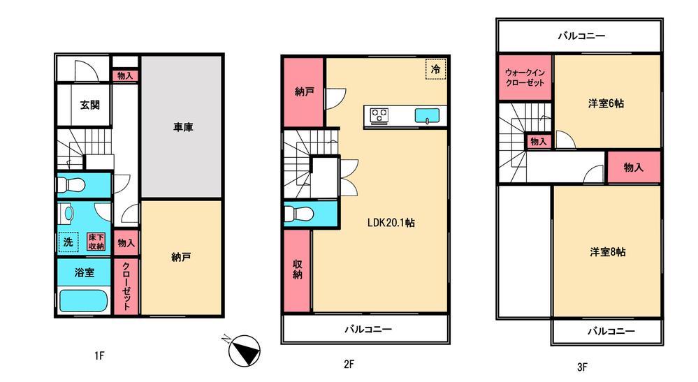 Floor plan. 27,800,000 yen, 3LDK + S (storeroom), Land area 80.64 sq m , Building area 127.51 sq m