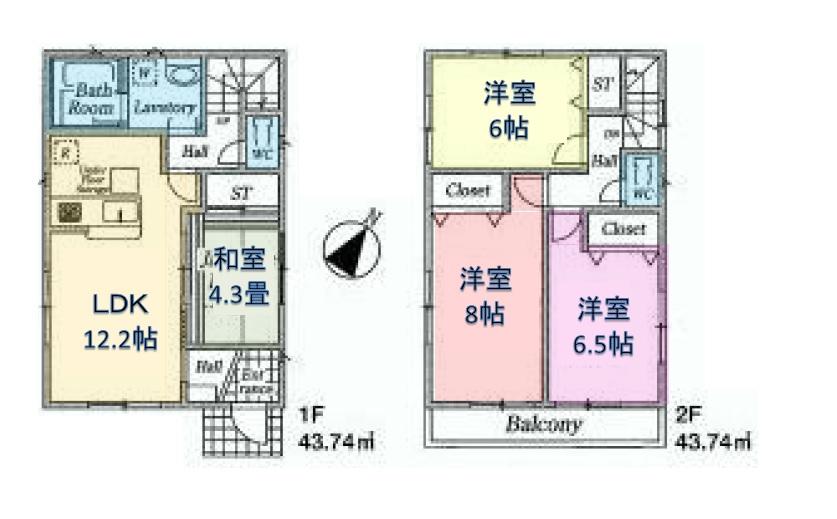 Floor plan. (3 Building), Price 27,800,000 yen, 4LDK, Land area 106.72 sq m , Building area 87.48 sq m