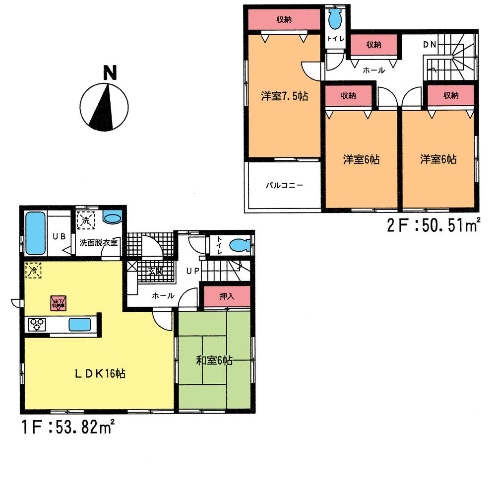 Floor plan. (1 Building), Price 24,800,000 yen, 4LDK, Land area 132.09 sq m , Building area 104.33 sq m