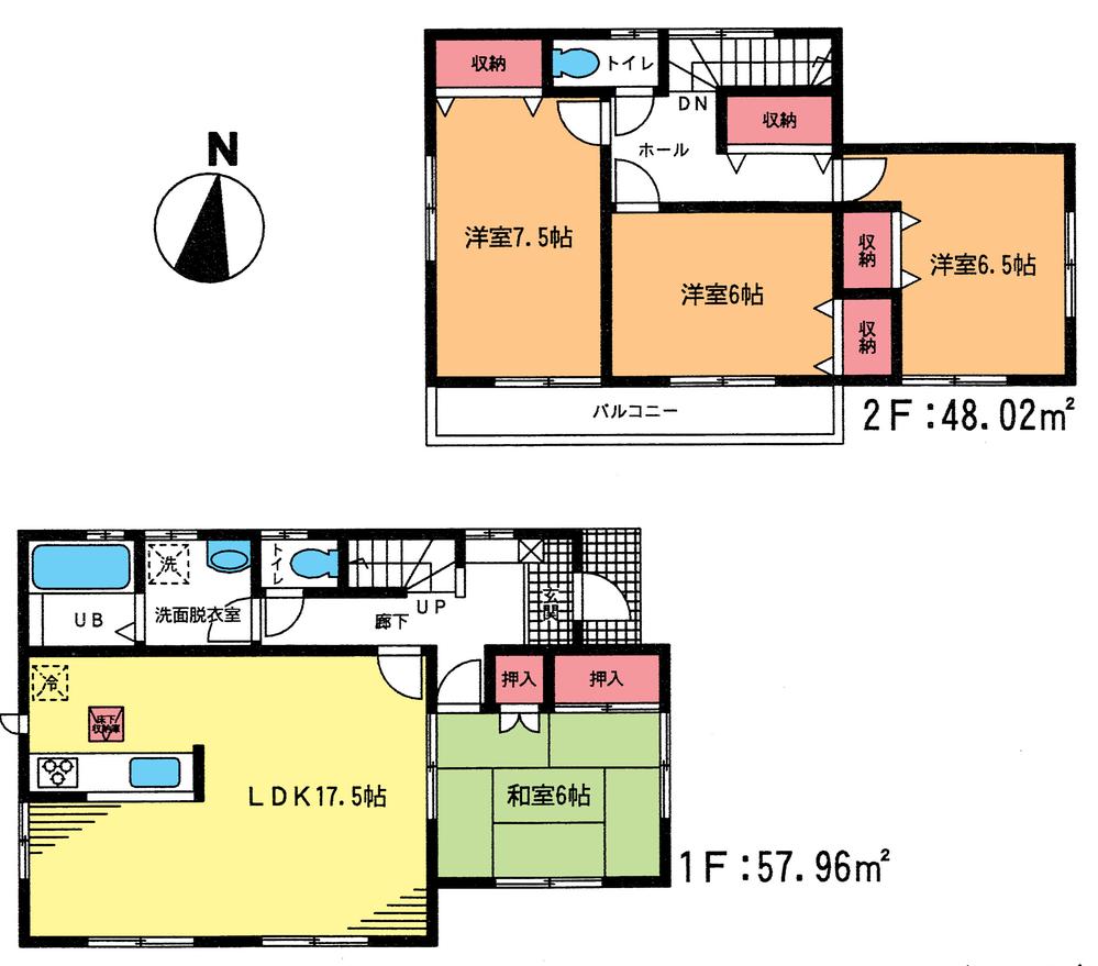 Floor plan. (Building 2), Price 28.8 million yen, 4LDK, Land area 186.22 sq m , Building area 105.98 sq m