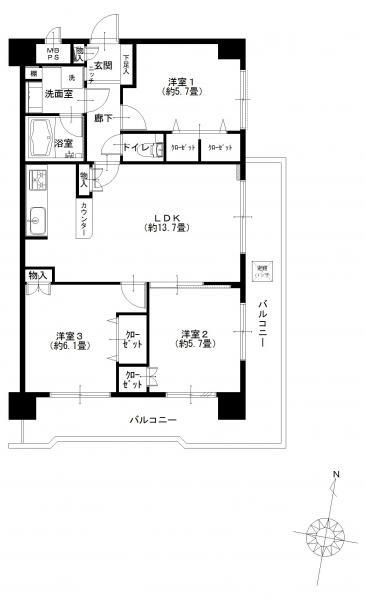 Floor plan. 3LDK, Price 19.9 million yen, Footprint 67.6 sq m