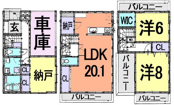 Floor plan. 27,800,000 yen, 3LDK, Land area 80.64 sq m , Building area 127.5 sq m