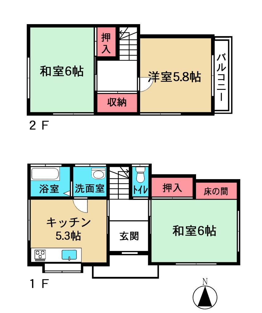 Floor plan. 11.8 million yen, 3K, Land area 61.9 sq m , Building area 56.58 sq m