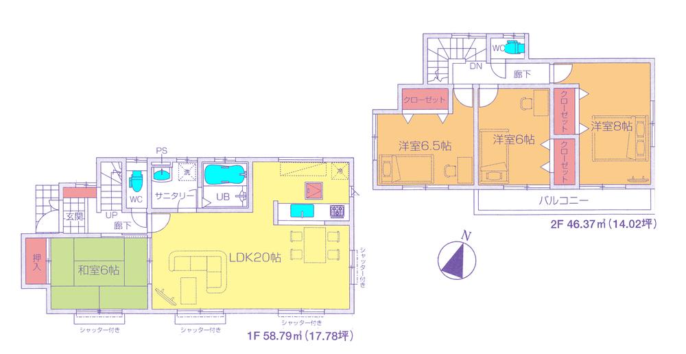 Floor plan. (3 Building), Price 22,800,000 yen, 4LDK, Land area 219.39 sq m , Building area 105.16 sq m