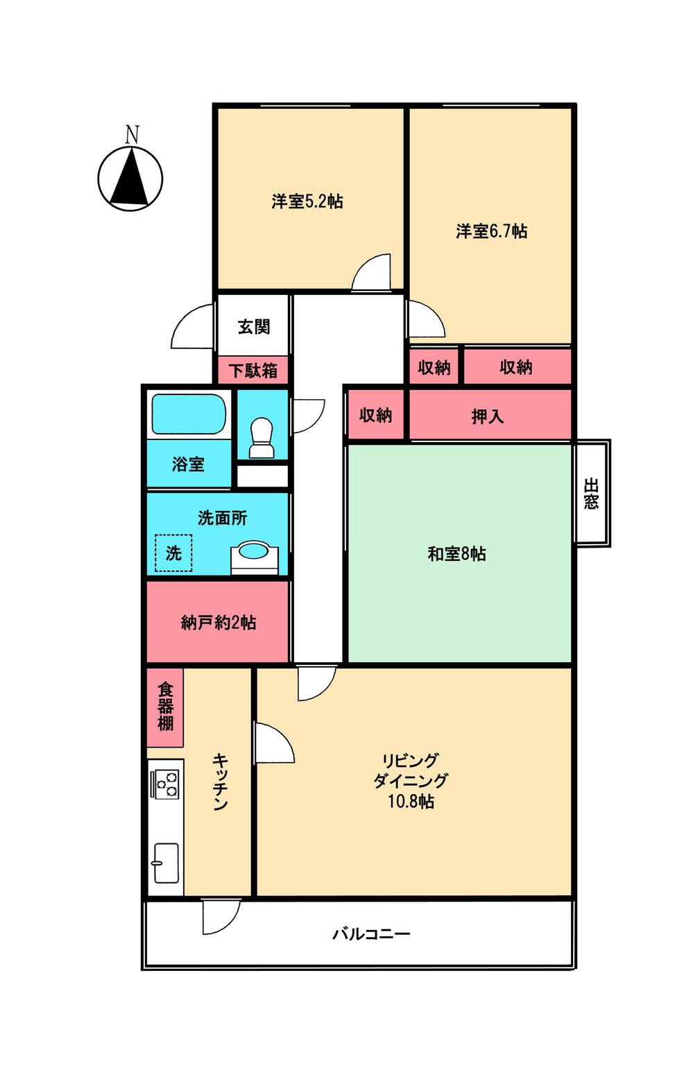 Floor plan. 3LDK + S (storeroom), Price 5.8 million yen, Occupied area 81.87 sq m , Balcony area 8.97 sq m