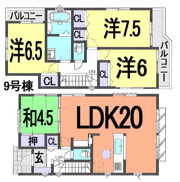 Floor plan. (9 Building), Price 25,800,000 yen, 4LDK, Land area 136.12 sq m , Building area 99.63 sq m
