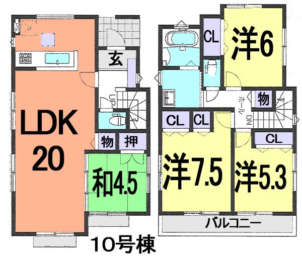 Floor plan. (10 Building), Price 29,800,000 yen, 3LDK, Land area 121.21 sq m , Building area 98 sq m