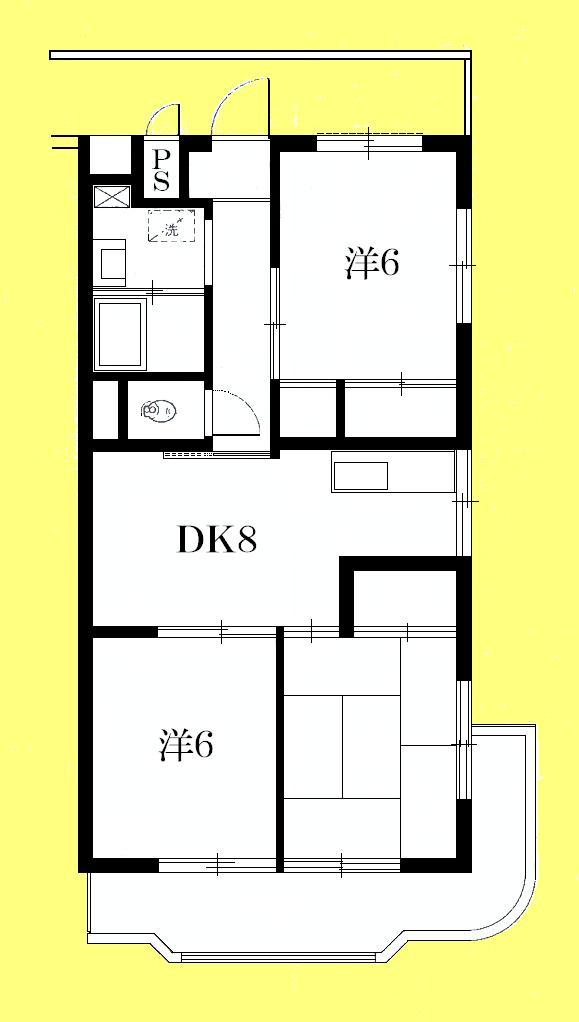 Floor plan. 3DK, Price 7.5 million yen, Occupied area 60.48 sq m , Balcony area 10.03 sq m