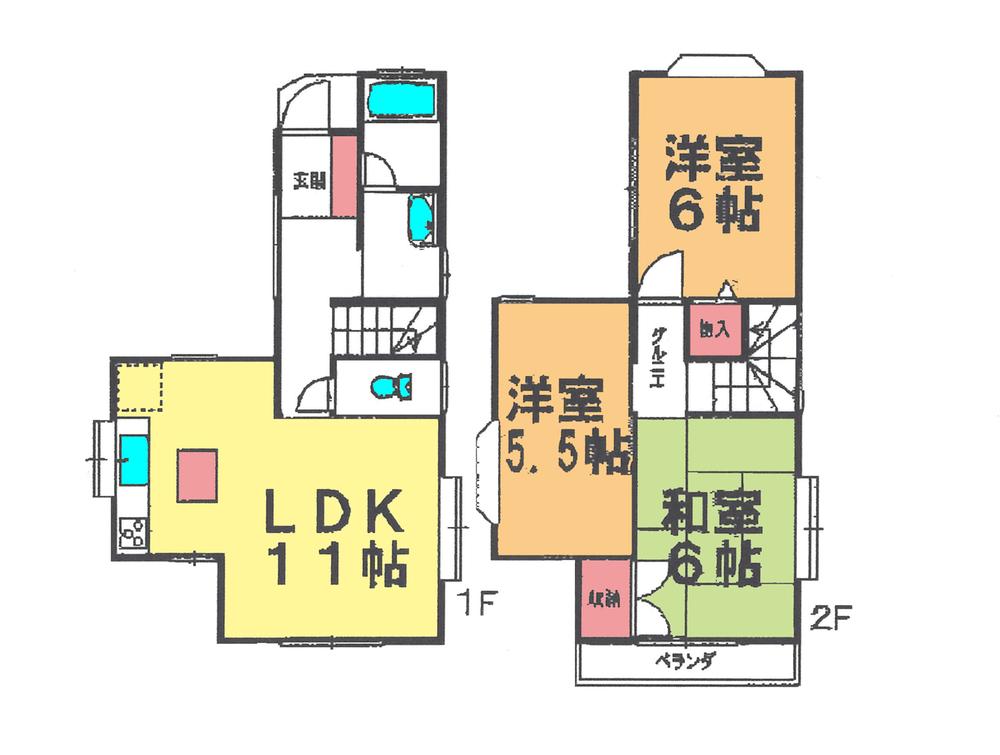 Floor plan. 13 million yen, 3LDK, Land area 69.54 sq m , Building area 64.14 sq m floor plan