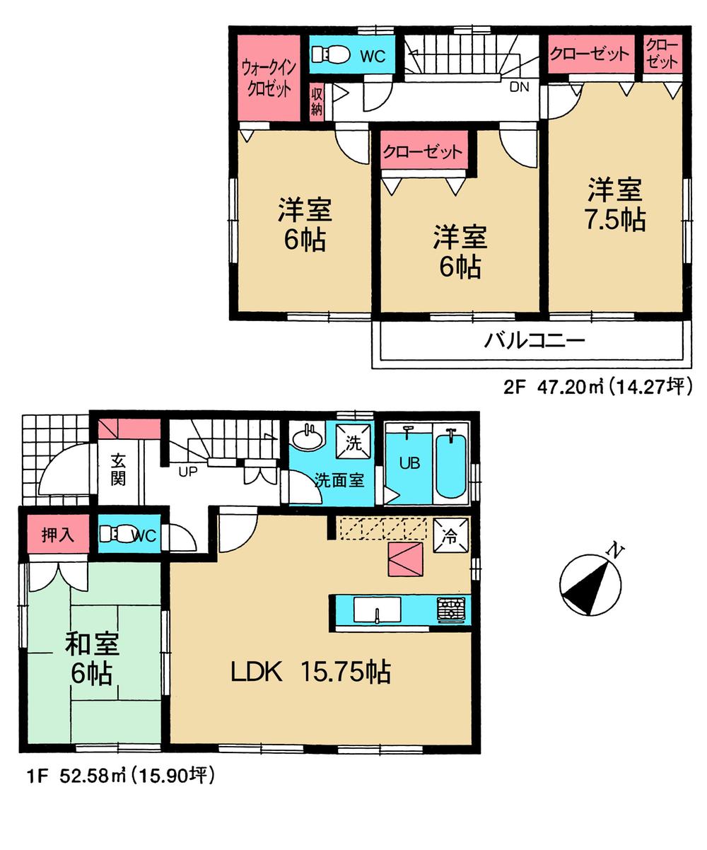 Floor plan. 25,800,000 yen, 4LDK, Land area 105.15 sq m , Building area 99.78 sq m 1 Building