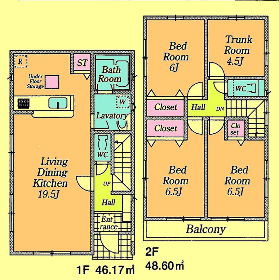 Floor plan. Price 27,800,000 yen, 4LDK, Land area 100.05 sq m , Building area 94.77 sq m