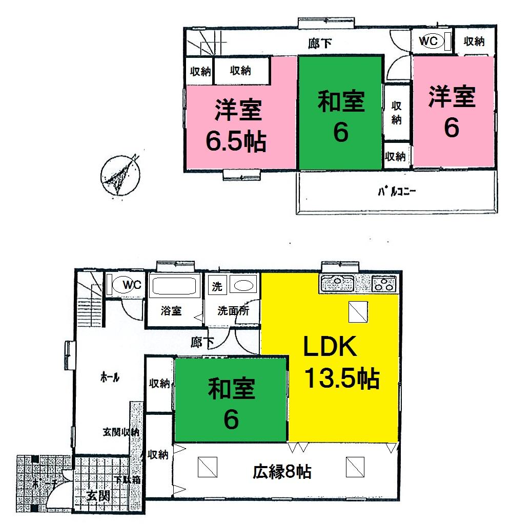 Floor plan. 14.9 million yen, 4LDK, Land area 134.22 sq m , Building area 119.19 sq m
