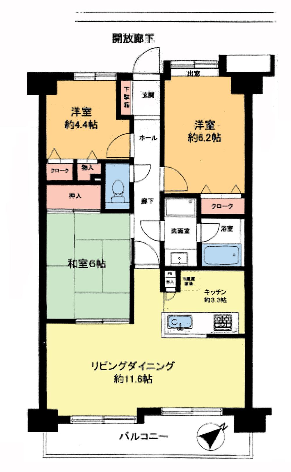 Floor plan. 3LDK, Price 15.8 million yen, Footprint 68.2 sq m , Balcony area 8.68 sq m floor plan