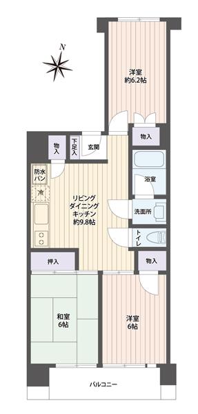 Floor plan. 3LDK, Price 5.8 million yen, Occupied area 59.26 sq m , Balcony area 6.74 sq m