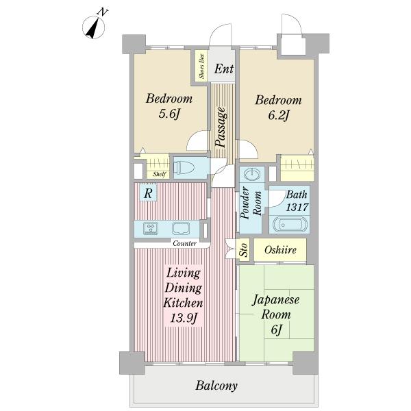 Floor plan. 3LDK, Price 16.8 million yen, Footprint 70.2 sq m , Balcony area 9.37 sq m