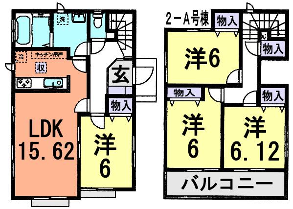 Floor plan. (2-A Building), Price 21.3 million yen, 4LDK, Land area 113.49 sq m , Building area 94.39 sq m