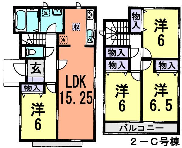 Floor plan. (2-C Building), Price 20.8 million yen, 4LDK, Land area 126.36 sq m , Building area 95.23 sq m