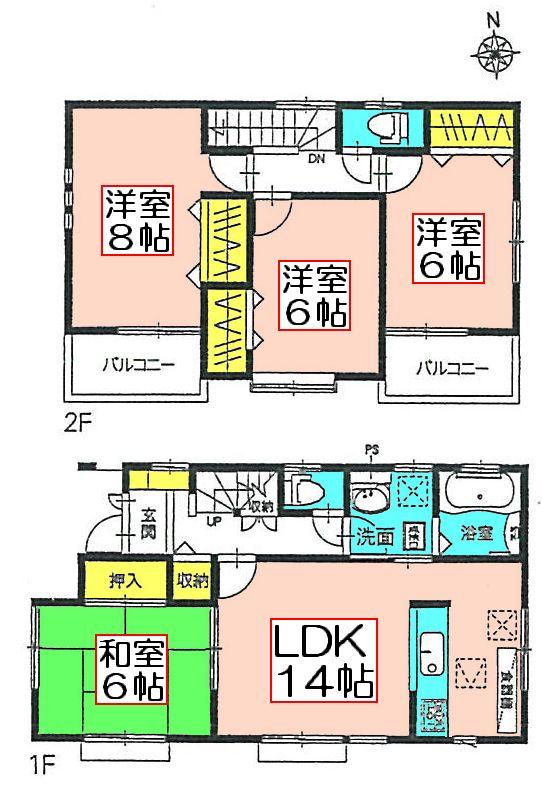 Floor plan. (5 Building), Price 27,800,000 yen, 4LDK, Land area 115.44 sq m , Building area 95.22 sq m