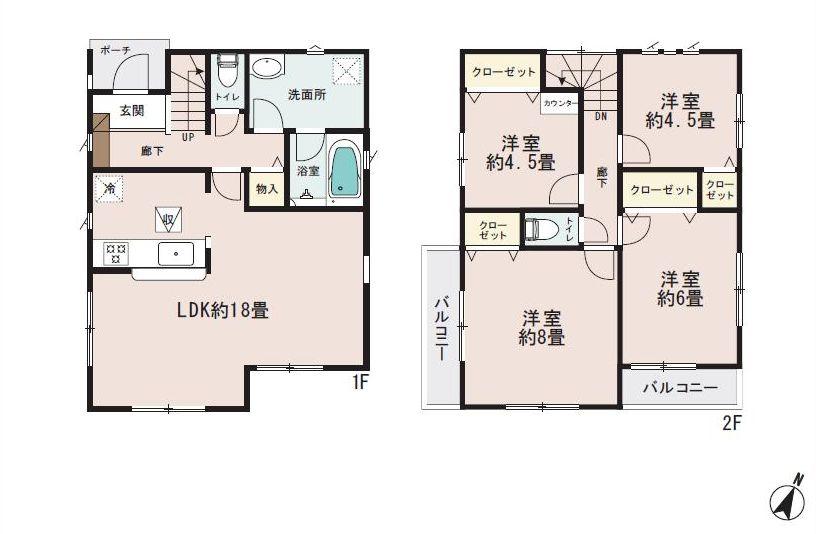 Floor plan. 31,800,000 yen, 4LDK, Land area 94.05 sq m , Building area 95.58 sq m