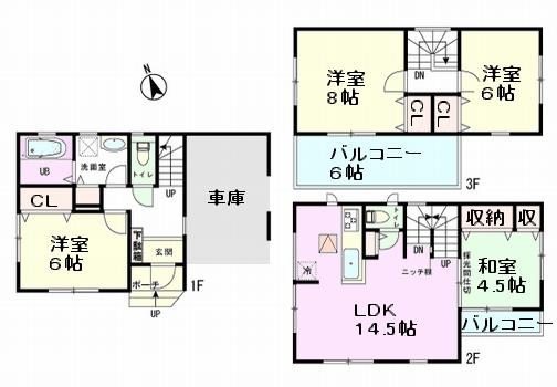 Floor plan. 32,800,000 yen, 4LDK, Land area 72.23 sq m , Building area 110.12 sq m flat floor design