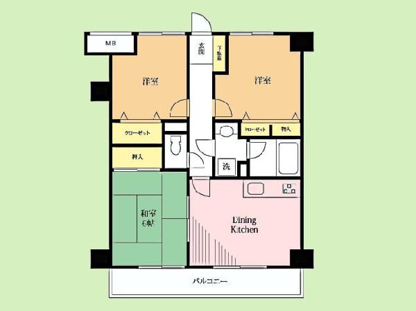 Floor plan. 3DK, Price 19,800,000 yen, Occupied area 55.86 sq m , Balcony area 7.31 sq m