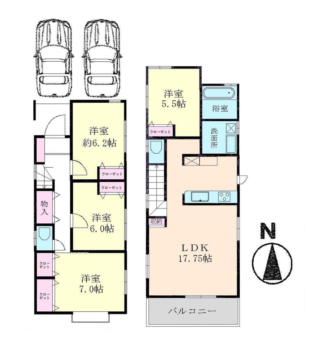 Floor plan. 38,800,000 yen, 4LDK, Land area 103.63 sq m , Building area 96.47 sq m 4LDK
