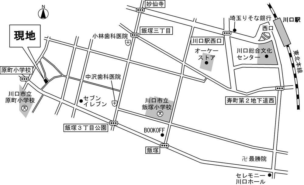 Local guide map.  [Car navigation system Search] Kawaguchi Haramachi 16-1