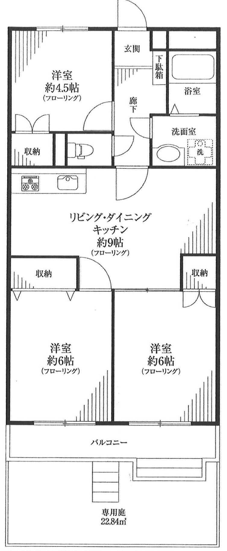 Floor plan. 3LDK, Price 15.8 million yen, Occupied area 59.94 sq m , Balcony area 6.21 sq m