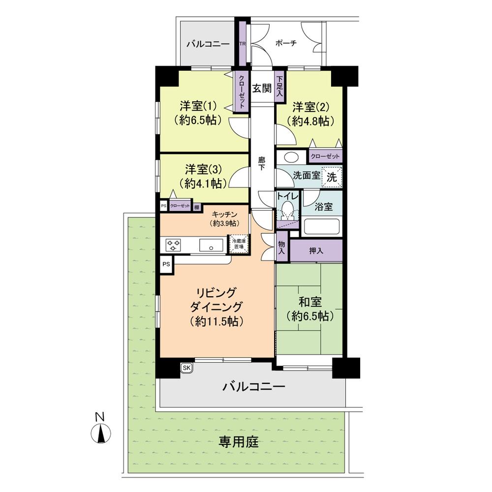 Floor plan. 4LDK, Price 34,800,000 yen, Footprint 82.5 sq m , Balcony area 17.19 sq m