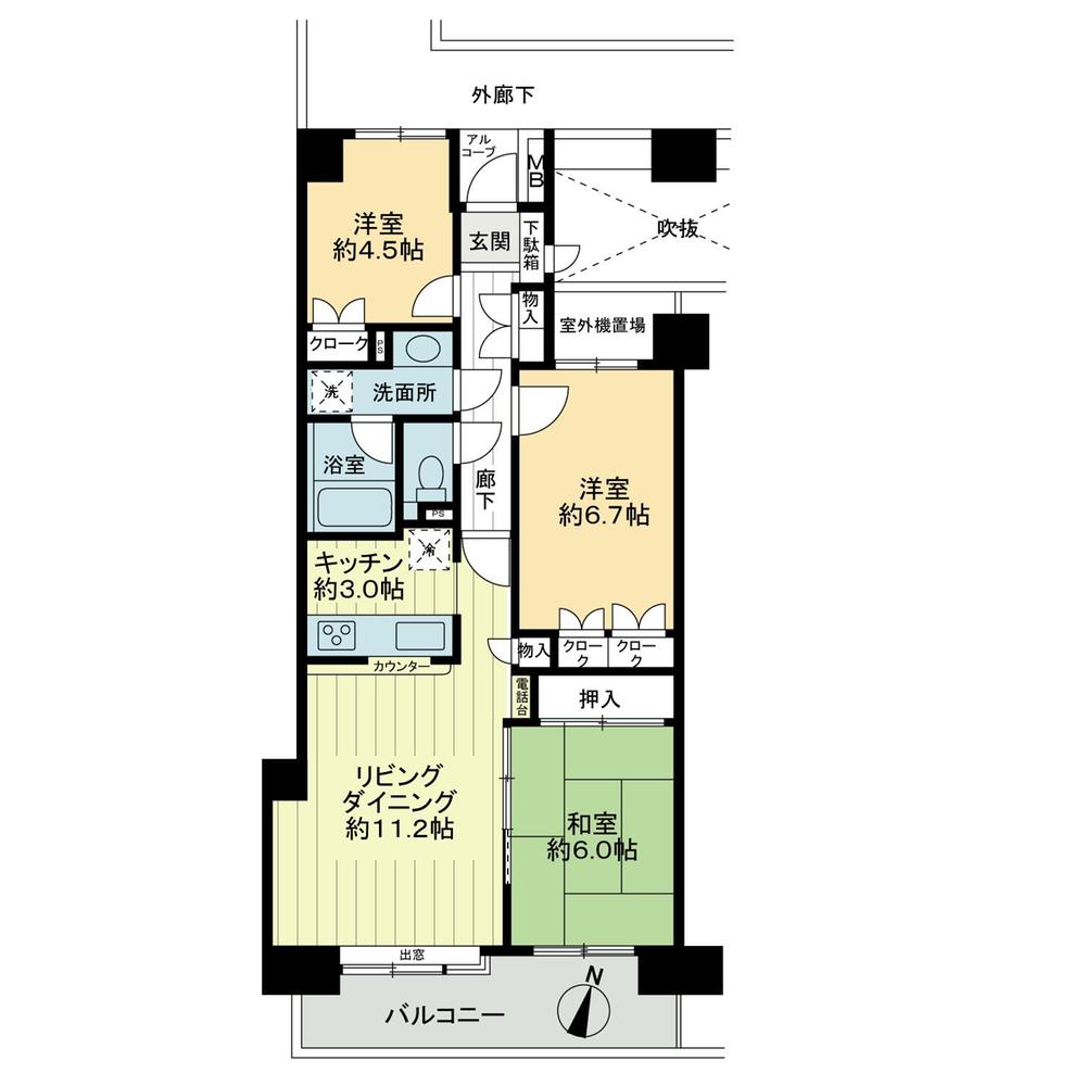 Floor plan. 3LDK, Price 28 million yen, Occupied area 70.46 sq m , Balcony area 9.9 sq m