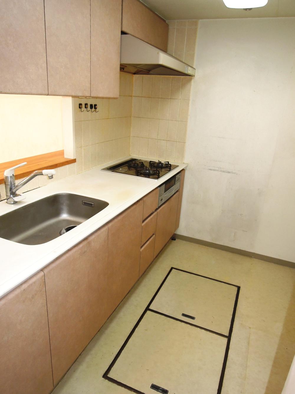 Kitchen. Face-to-face system kitchen photos with under-floor storage