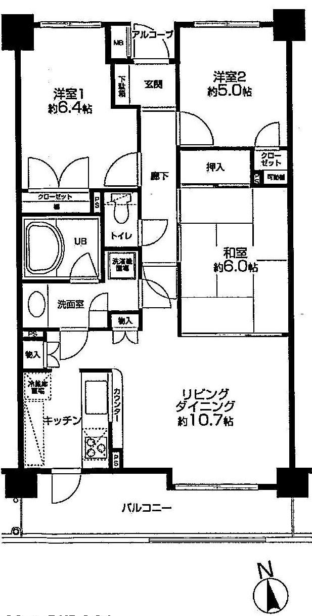Floor plan. 3LDK, Price 27,800,000 yen, Occupied area 70.95 sq m , Balcony area 10.02 sq m